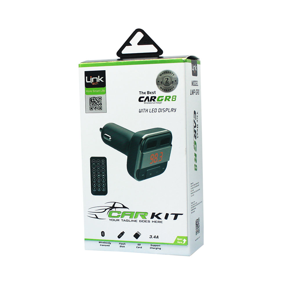 GR8 3.4 mAh Şarj Çıkışlı LCD Ekran Ve Kumandalı FM Transmitter